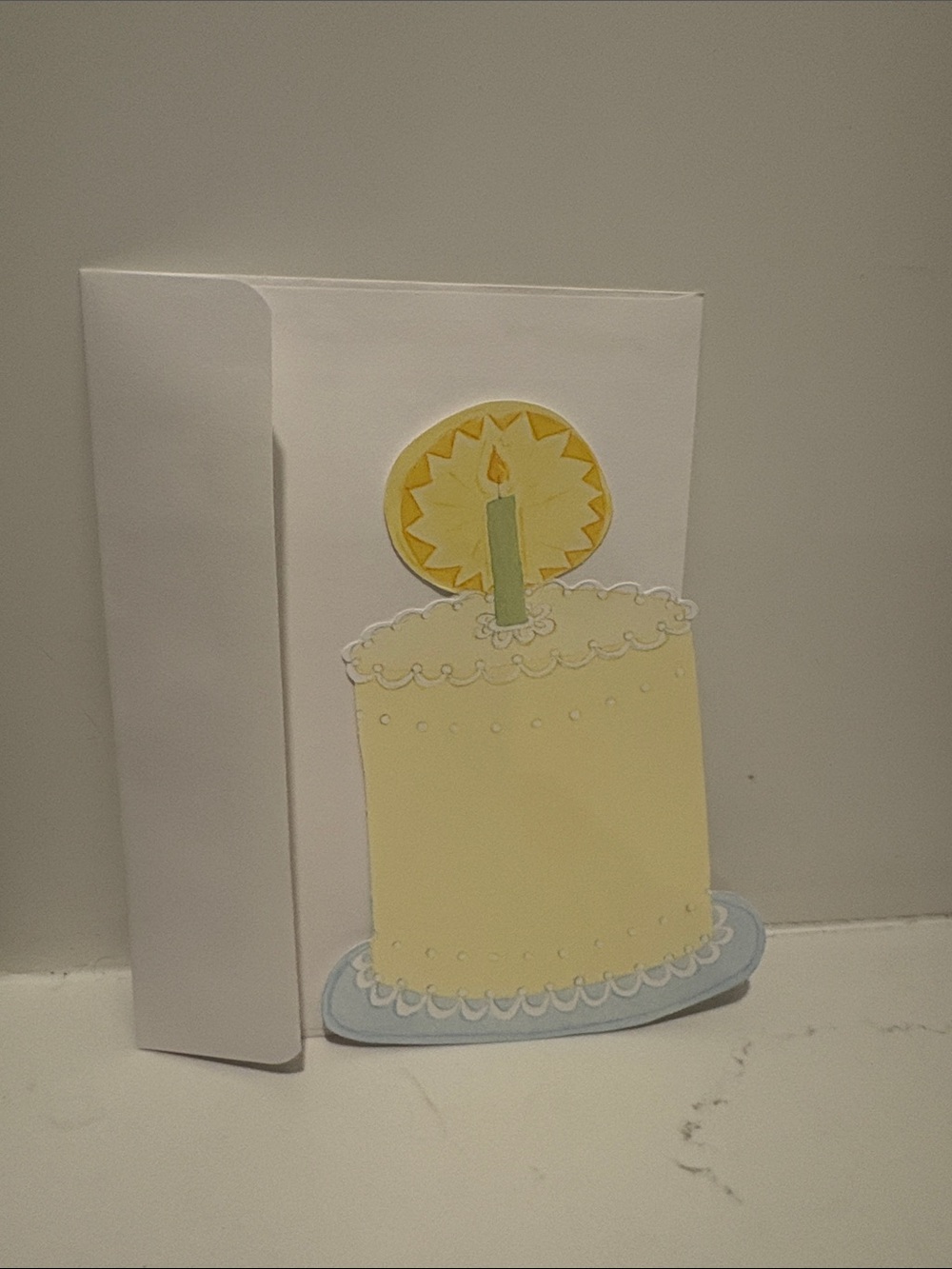 Yellow Birthday Cake Pop-Up Card with Candle - 20 cards and envelopes
